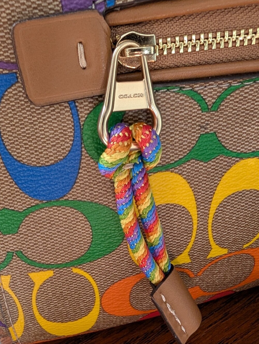 Coach Multicolor Signature Satchel with Rainbow Strap - Picture 3 of 6